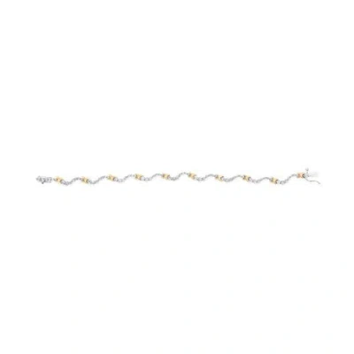 Haus Of Brilliance 10k Two-tone 2.00 Cttw Diamond "x" And Wave Link Bracelet In Multi