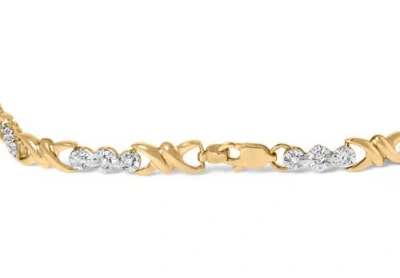 Haus Of Brilliance 10k Yellow Gold 1/3 Cttw Diamond 3 Stone And X-link Bracelet In Yellow