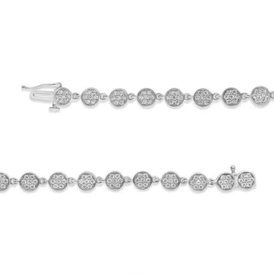 Haus Of Brilliance .925 Sterling Silver 2.0 Cttw Round Diamond Link Bracelet In Metallic