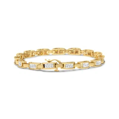 Haus Of Brilliance 10k Yellow Gold 2.0 Cttw Invisible-set Princess Cut Diamond Rectangular Link Bracelet In Gold