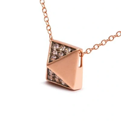 Haus Of Brilliance 14k Rose Gold 1/4 Cttw Brown Diamond Matte Finished Pyramid Pendant Necklace In Gold