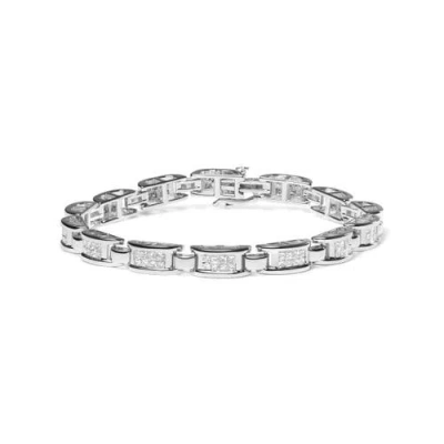 Haus Of Brilliance 14k White Gold 5.0 Cttw Princess Cut Diamond Invisible Set Alternating Size D Shaped Links Tennis Br In Gray