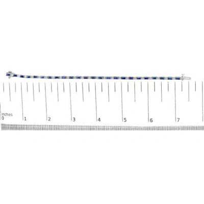 Haus Of Brilliance 14k White Gold 1 1/10 Cttw Diamond And Blue Sapphire Alternating Link Tennis Brac