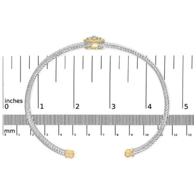 Haus Of Brilliance 18k Yellow Gold Plated .925 Sterling Silver Diamond Accent And Fleur Di Lis Medallion Bangle Bracele In Metallic