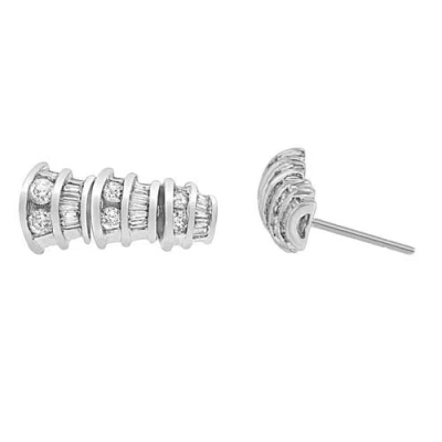 Haus Of Brilliance 14k White Gold 7/8 Cttw Round And Baguette-cut Diamond Dangle Earrings In Metallic