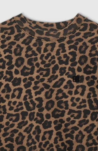 Anine Bing Miles Sweatshirt In Black And Brown Leopard In Brown