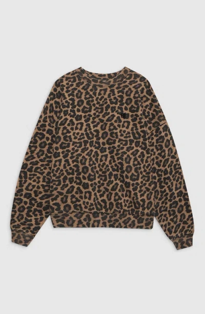 Anine Bing Miles Sweatshirt In Black And Brown Leopard In Brown