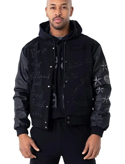 Dai Moda Affirmation Letterman Jacket In Black