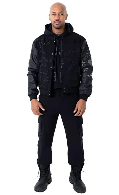 Dai Moda Affirmation Letterman Jacket In Black