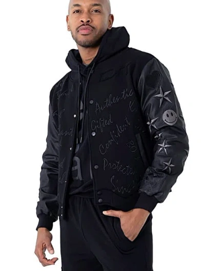 Dai Moda Affirmation Letterman Jacket In Black