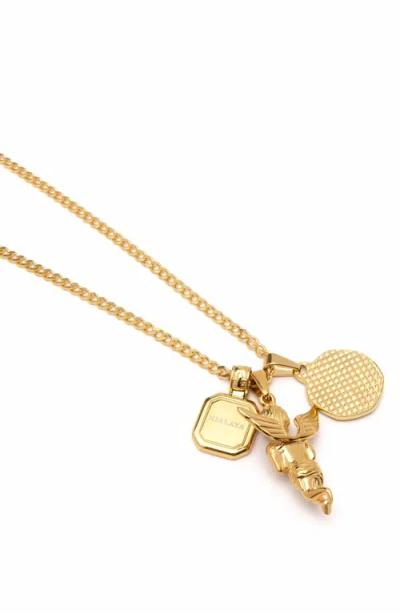 Nialaya Malachite Talisman Angel Pendant Necklace In Gold