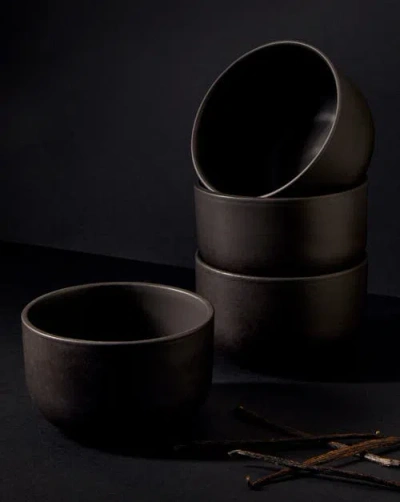 Gharyan Stoneware Minimalist Dinnerware Set In Black