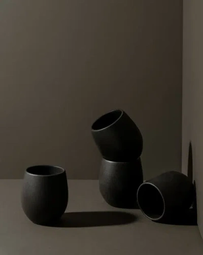 Gharyan Stoneware Minimalist Dinnerware Set In Black