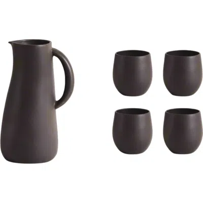 Gharyan Stoneware Serenity Jug & Cup Set In Black