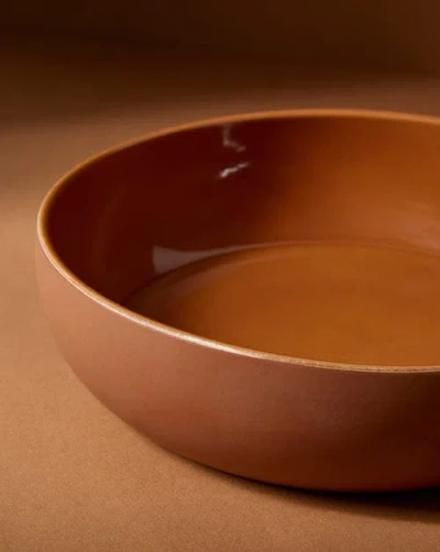Gharyan Stoneware Stoneware Shallow Serving Bowl | Ewa 60 oz In Brown