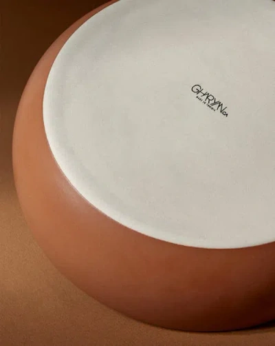 Gharyan Stoneware Stoneware Shallow Serving Bowl | Ewa 60 oz In Brown