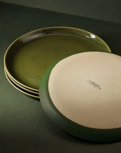 Gharyan Stoneware Minimalist Dinnerware Set In Green
