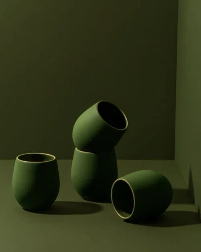 Gharyan Stoneware Minimalist Dinnerware Set In Green