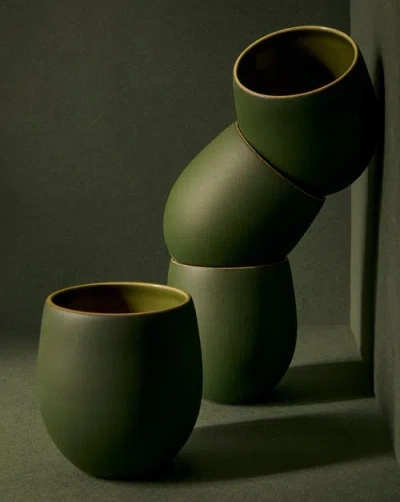 Gharyan Stoneware Serenity Jug & Cup Set In Green