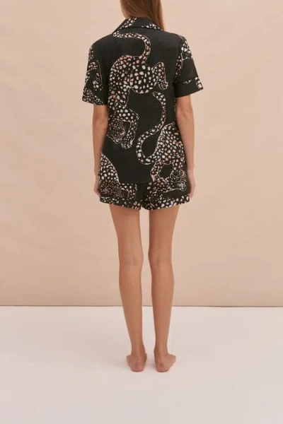 Desmond & Dempsey Short Sleeve Pajama Set In Black