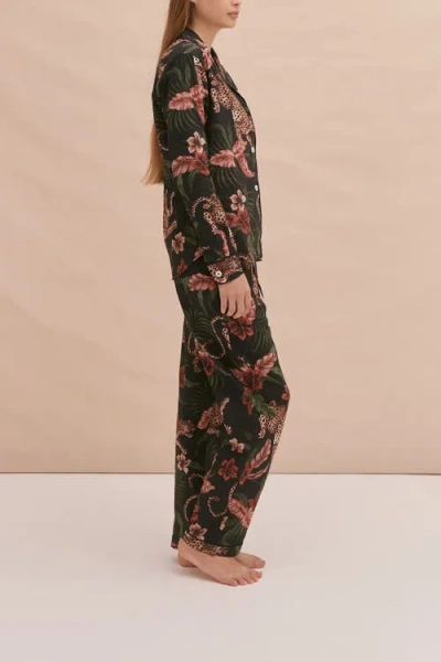 Desmond & Dempsey Long Pajama Set In Animal Print