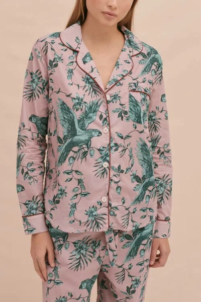 Desmond & Dempsey Long Pajama Set In Multi