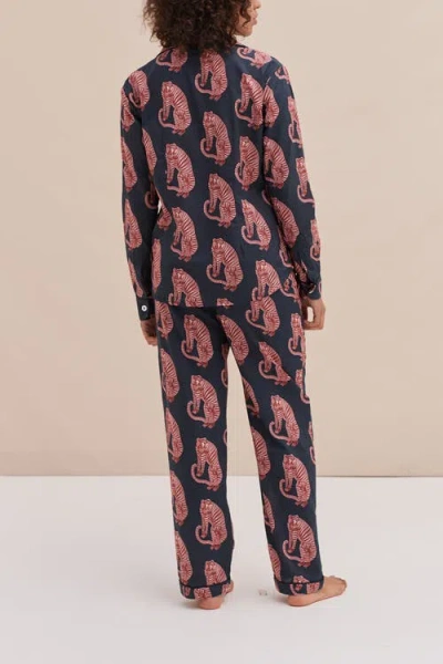 Desmond & Dempsey Sansindo Printed Cotton Pyjama Set In Black