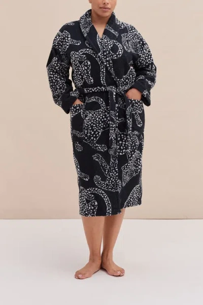 Desmond & Dempsey Belted Cotton-terry Jacquard Robe In Multi