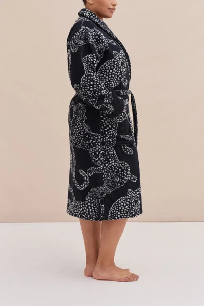 Desmond & Dempsey Belted Cotton-terry Jacquard Robe In Multi