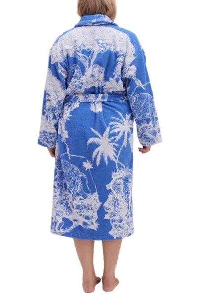 Desmond & Dempsey Unisex Towel Robe In Blue