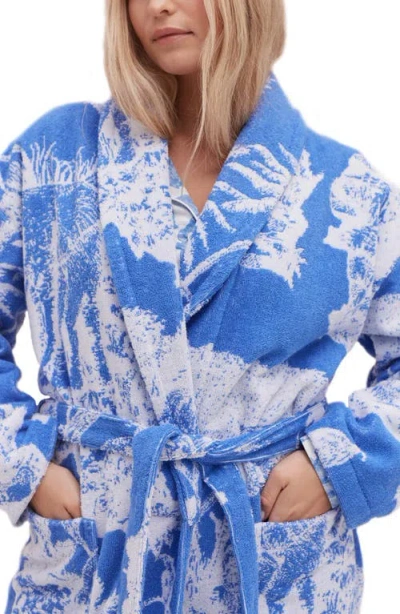 Desmond & Dempsey Unisex Towel Robe In Blue