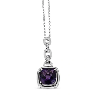 Haus Of Brilliance Silver Purple Amethyst And Diamond Accented Bale Inch Pendant Necklace In Metallic