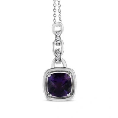 Haus Of Brilliance Silver Purple Amethyst And Diamond Accented Bale Inch Pendant Necklace In Metallic