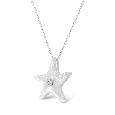 Haus Of Brilliance .925 Sterling Silver Prong Set Diamond Accent Starfish Pendant Necklace In Metallic