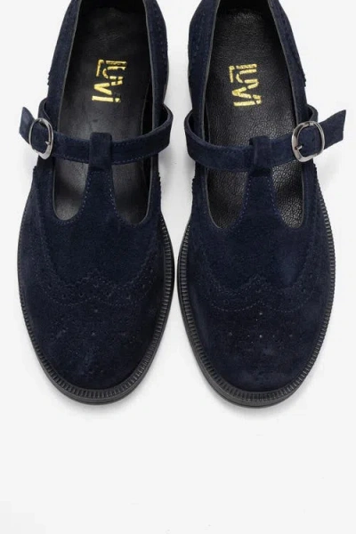 Forever & Always Shoes Janney Leather Strap Loafers In Blue