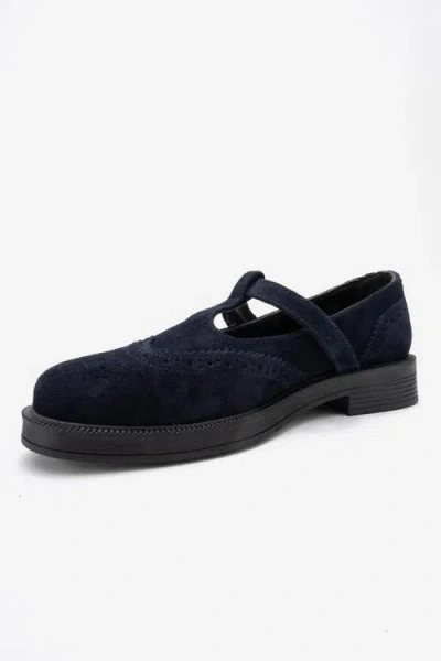 Forever & Always Shoes Janney Leather Strap Loafers In Blue