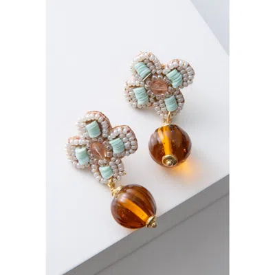 Noonday Collection Vintage Amber Drop Earrings In Orange