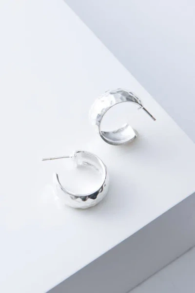 Noonday Collection Wide Hammered Hoops, Silver In Silver
