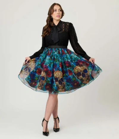 Unique Vintage Long Sleeve Neck Tie Gwen Blouse In Black