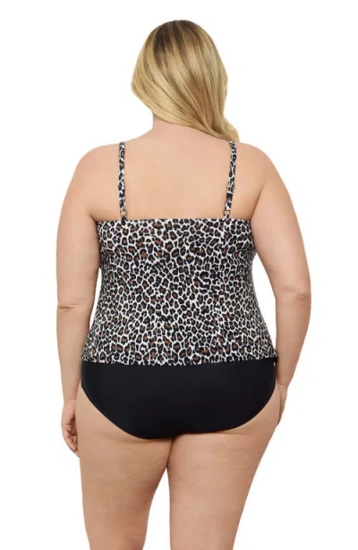 Aqua Green Triple Ruffle Tier Adjustable Tankini Swimsuit Top In Multi