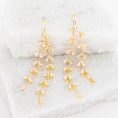 Starfish Project Graceful Willow Zircon And Gold Dangle Earrings In Gold