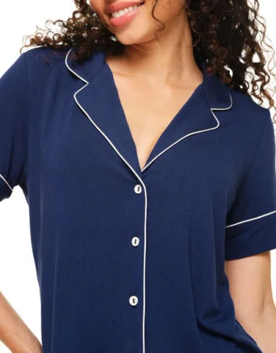 Adore Me Jane Pajama Shirt & Shorts Set In Blue