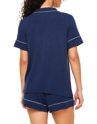 Adore Me Jane Pajama Shirt & Shorts Set In Blue