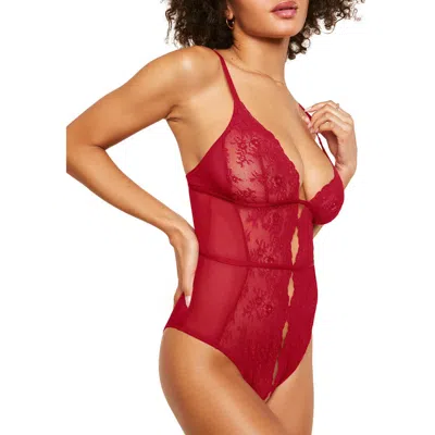 Adore Me Rosie Crotchless Bodysuit Lingerie In Red
