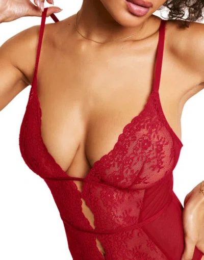 Adore Me Rosie Crotchless Bodysuit Lingerie In Red