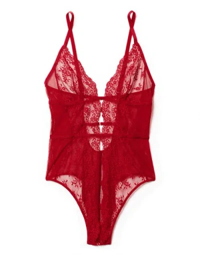 Adore Me Rosie Crotchless Bodysuit Lingerie In Red