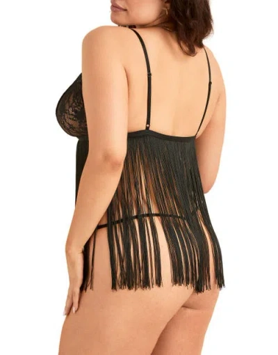 Adore Me Charizma Babydoll & G-string Set Lingerie In Black