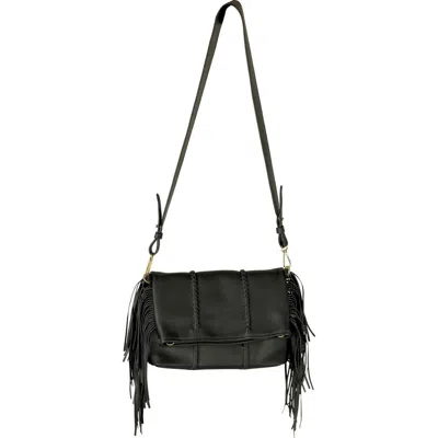 Carlos Falchi Mini Fringe Suede Foldover Crossbody Clutch