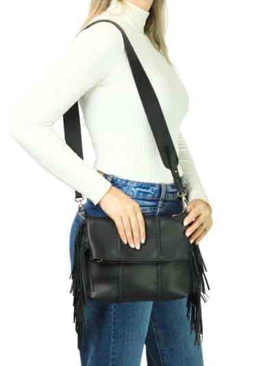 Carlos Falchi Mini Fringe Suede Foldover Crossbody Clutch