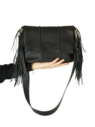 Carlos Falchi Mini Fringe Suede Foldover Crossbody Clutch
